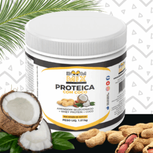 Pasta de Amendoim Proteica com Coco 1kg. (9g de proteína por colher) BoomMix