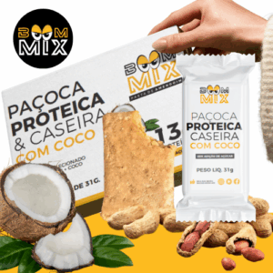 Caixa Paçoca Proteica Caseira com Coco - BoomMix (Zero Açúcar)(13g proteína)
